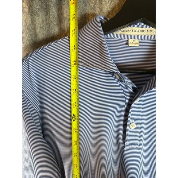 Holderness & Bourne The Perkins Cobalt & White Tailored Fit Medium Striped Polo - Picture 5 of 7